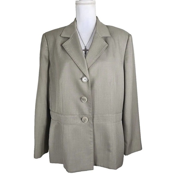 Kasper ~Woman Size 18~ Gray/Khaki Blazer Suit Jacket Business Office Wear. - Picture 7 of 12